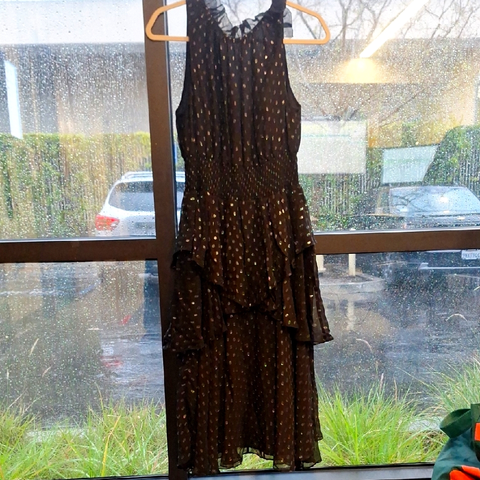 Rebecca Taylor Beautiful Elegant Black And Silver Dot Dress